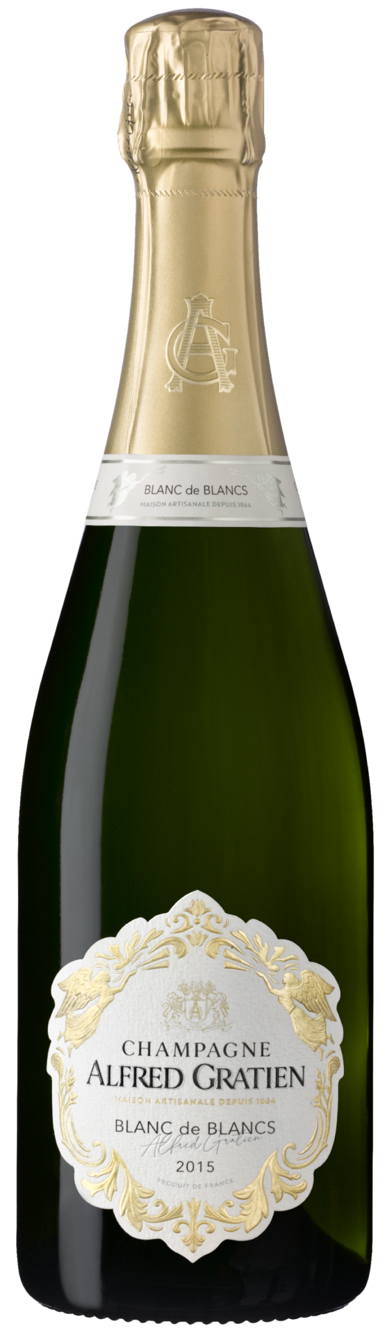 La bouteille de champagne Blanc de Blancs 2015 d'Alfred Gratien.