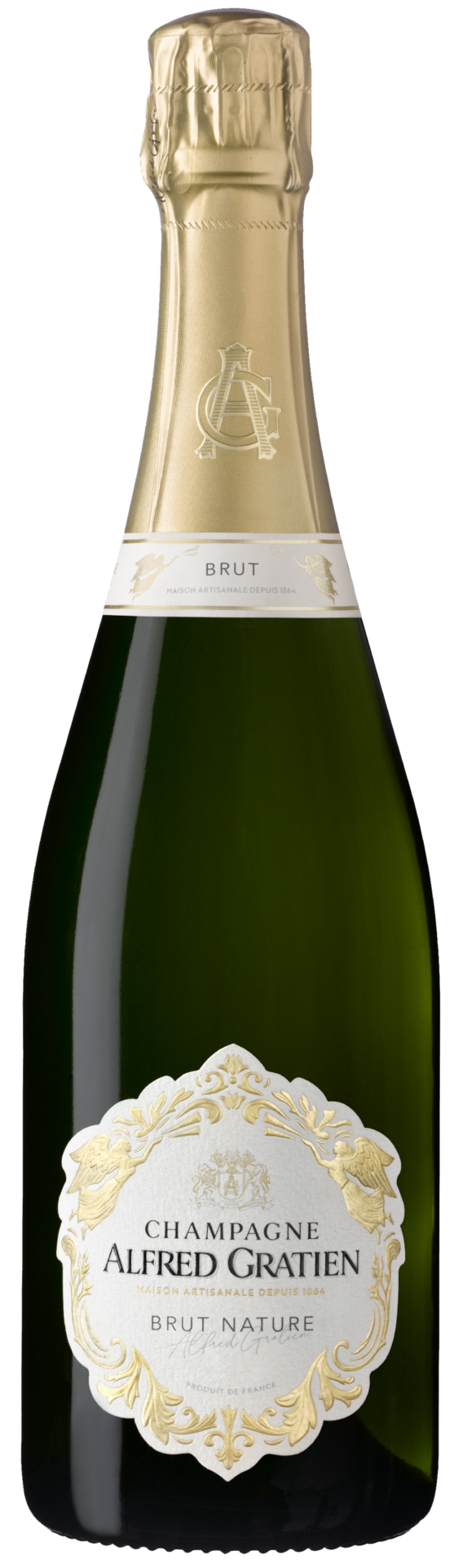 La bouteille de champagne brut nature d'Alfred Gratien.