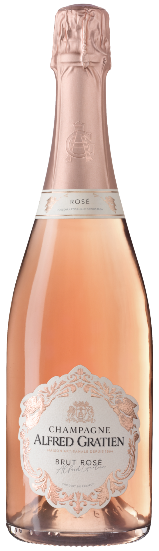 La bouteille de champagne brut rosée d'Alfred Gratien.
